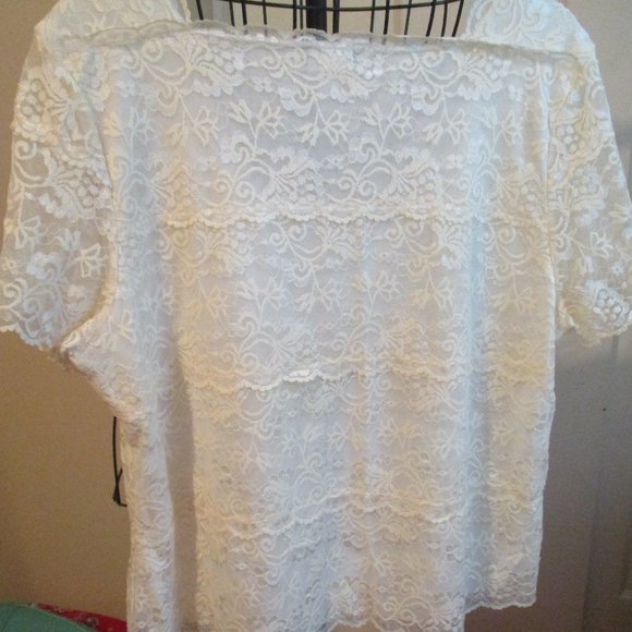 Coldwater Creek Ivory Lace XL Ladies Fancy Blouse Top - Picture 3 of 4